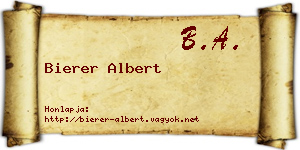 Bierer Albert névjegykártya